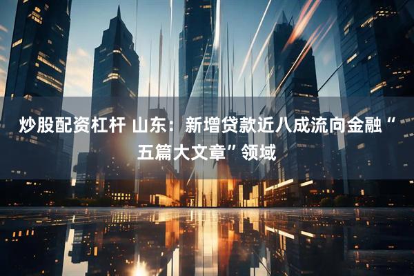 炒股配资杠杆 山东：新增贷款近八成流向金融“五篇大文章”领域