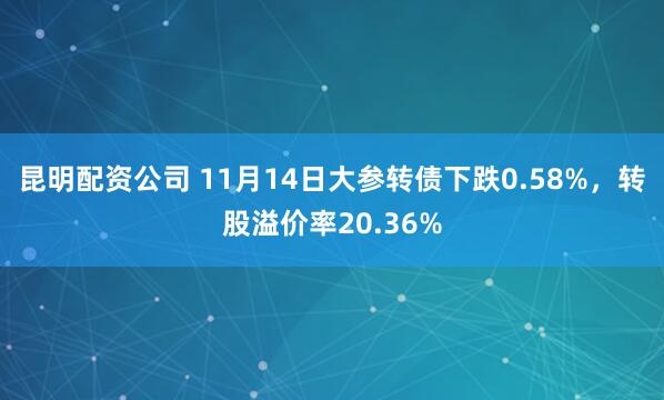 昆明配资公司 11月14日大参转债下跌0.58%，转股溢价率20.36%