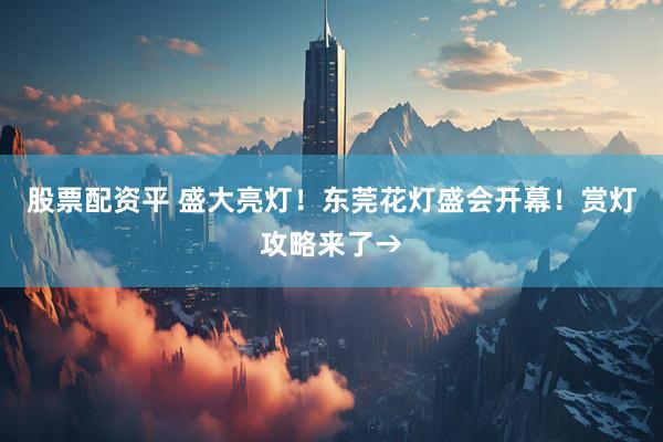 股票配资平 盛大亮灯！东莞花灯盛会开幕！赏灯攻略来了→